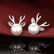  Cute Imitation Pearl Lady Antler Earrings Women Fashionable and Popular Earrings Christmas Matching Jewelry Gift