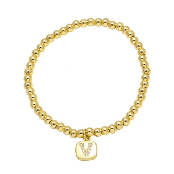 AS jewelry hot selling square 26 English letters pendant bracelet female beaded bracelet brf55