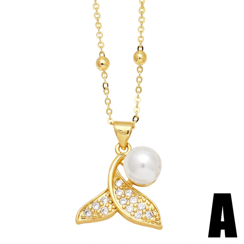 European and American personality sailboat necklace niche high-end pearl star beach clavicle chain pendant nkq32