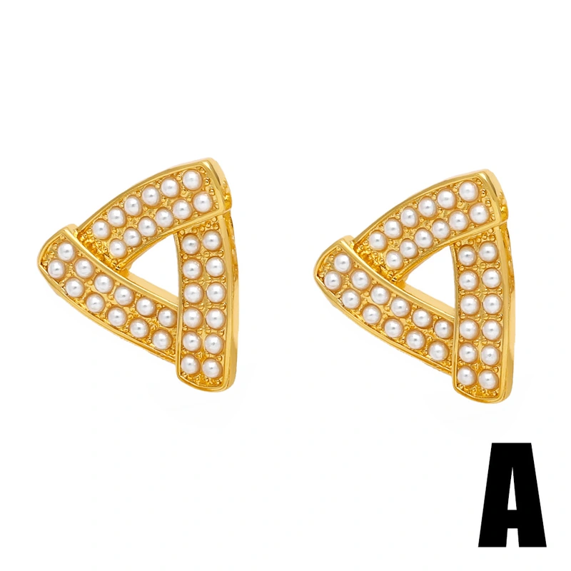 Clearance hot sale pearl heart earrings niche high-end copper plated 18k gold earrings earrings jewelry ery76