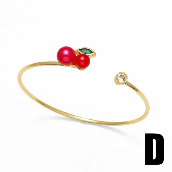 AS jewelry new hot selling fruit cherry full zircon cube gold-plated bracelet bracelet bre91 bangle