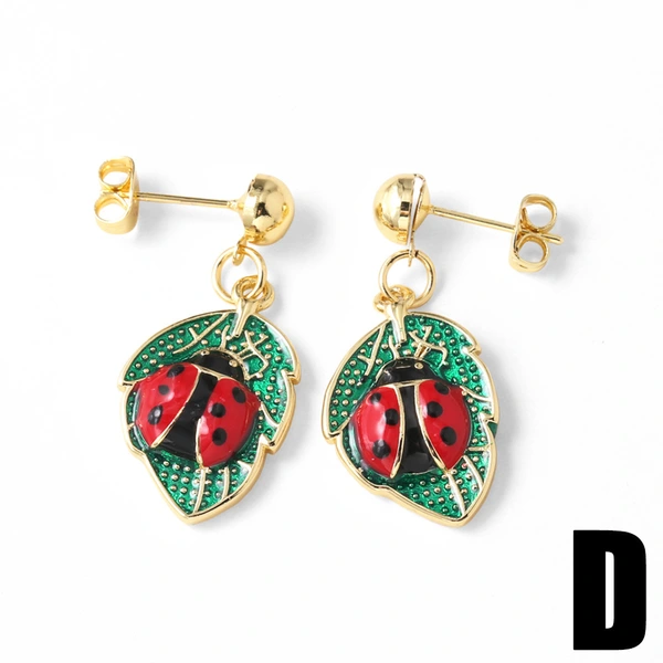 AS jewelry retro copper plated real gold cherry coconut tree pendant earrings earrings female erq31