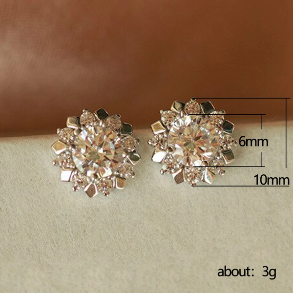 Exquisite sunflower earrings, simple zircon flower earrings, creative small accessories, popular accessories