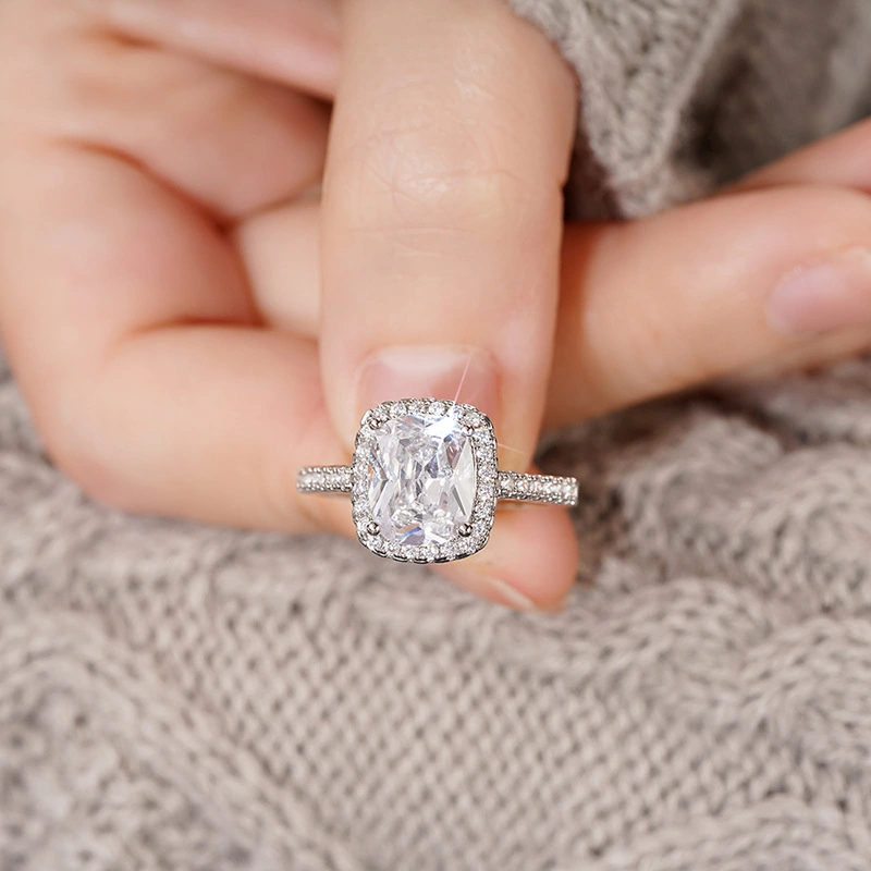  Light luxury style high-end ring female geometric design wedding ring fashionable and elegant engagement jewelry