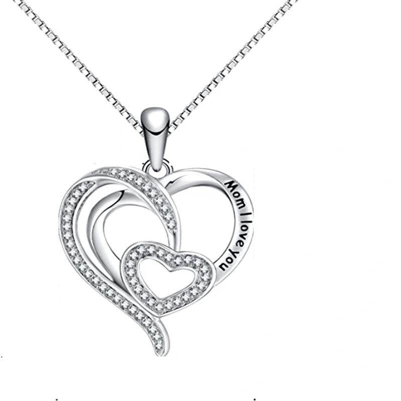 Live broadcast hot money jewelry heart connected double love Mother's Day gift fashion versatile necklace women