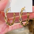 Wave line large hoop earrings for women popular trendy earrings for women popular inlaid design earrings