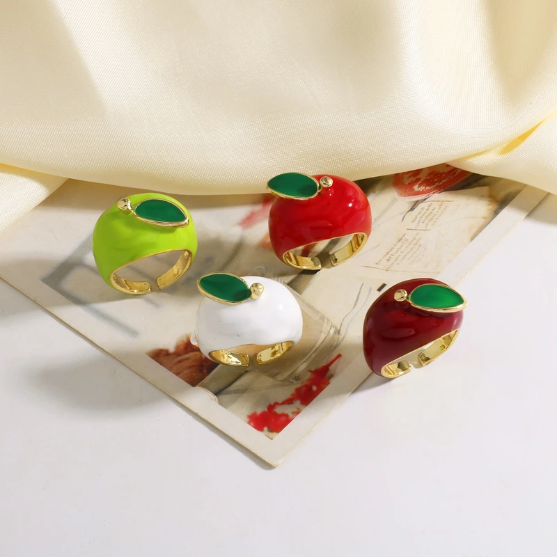 AS jewelry Europe and the United States hot selling oil drop fruit apple open ring gold-plated ring ris80 ring