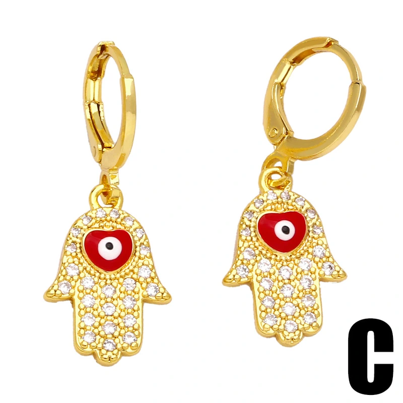 European and American personality exaggerated devil eye earrings female temperament versatile eyes inlaid with colored diamond earrings era201