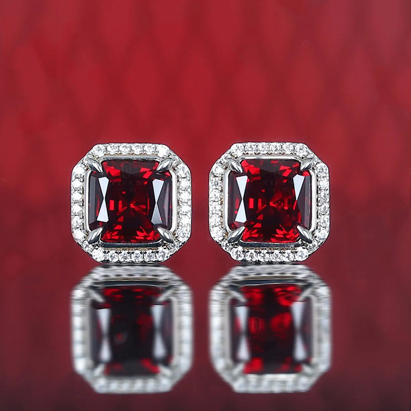 Hot selling classic earrings royal aristocratic square red earrings dress accessories luxury earrings