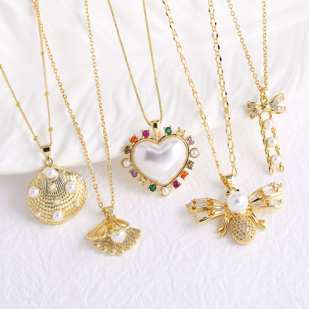 AS jewelry European and American new pearl love heart shell pendant necklace female nkb854 necklace