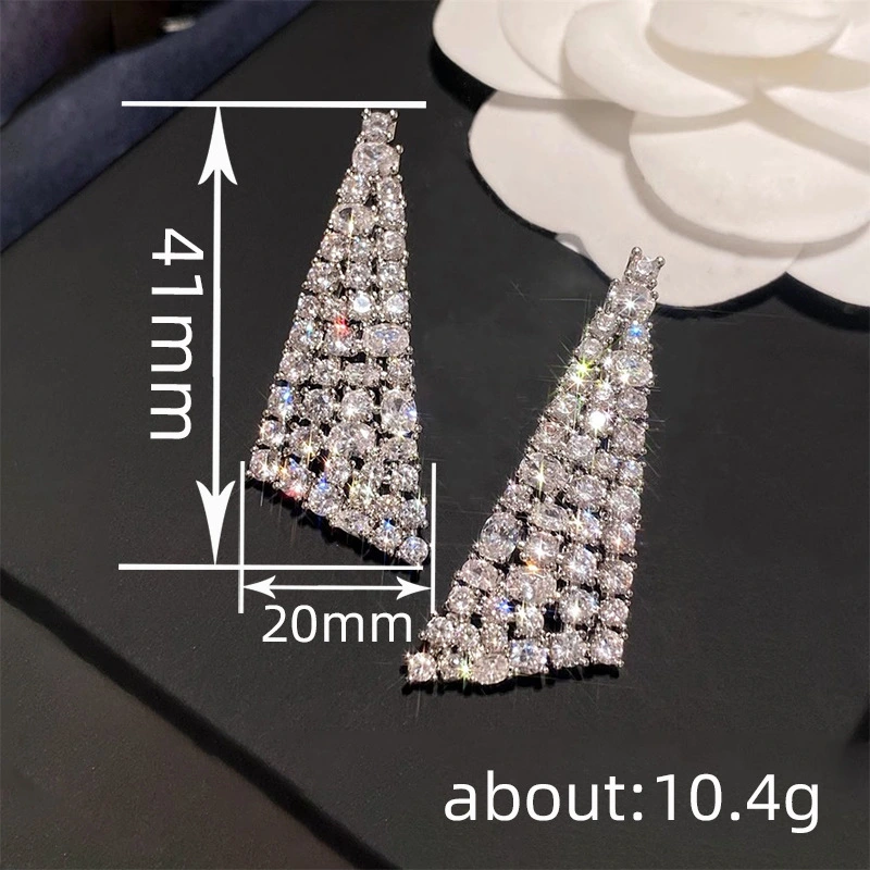 European and American atmosphere exaggerated triangle design earrings temperament banquet accessories female personality full of diamonds shining