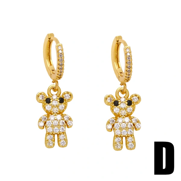 European and American new fashion sweet cute girl butterfly bear earrings simple temperament four-leaf clover earrings ers36