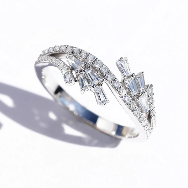  Geometric new shiny multi-layer cross ring for women Micro-inlaid zircon engagement gift fashion ring for women