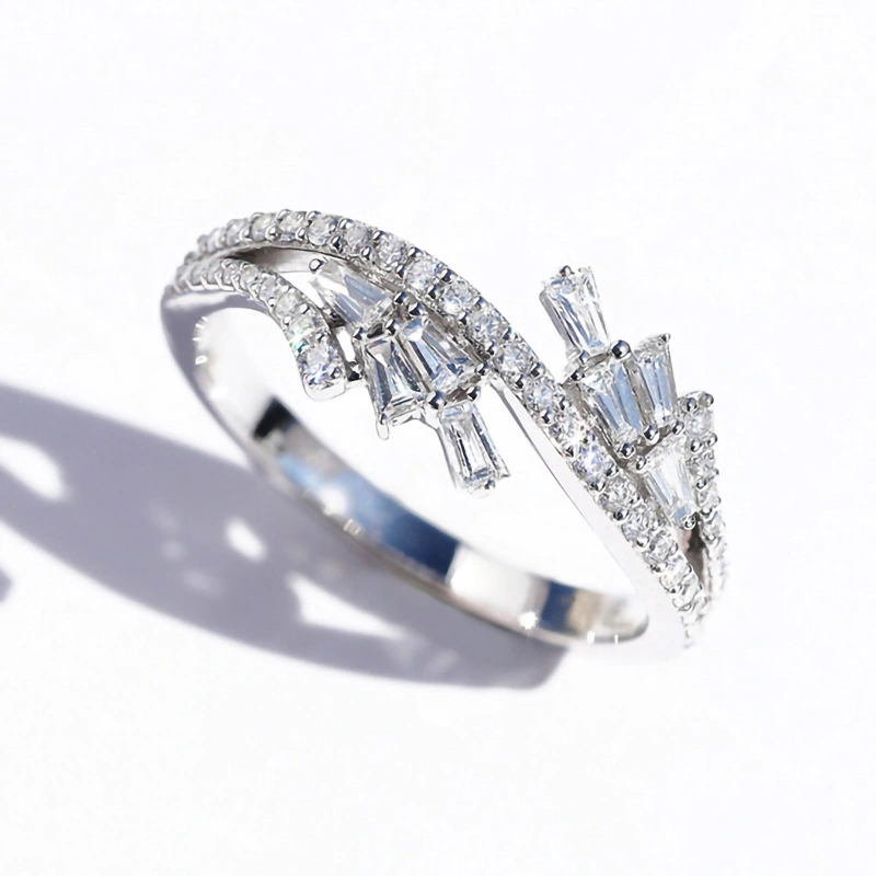  Geometric new shiny multi-layer cross ring for women Micro-inlaid zircon engagement gift fashion ring for women