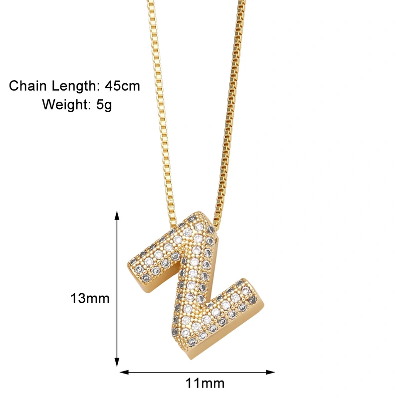 Temu hot selling 26 English letters necklace inlaid with zircon gold-plated clavicle necklace jewelry nkp54