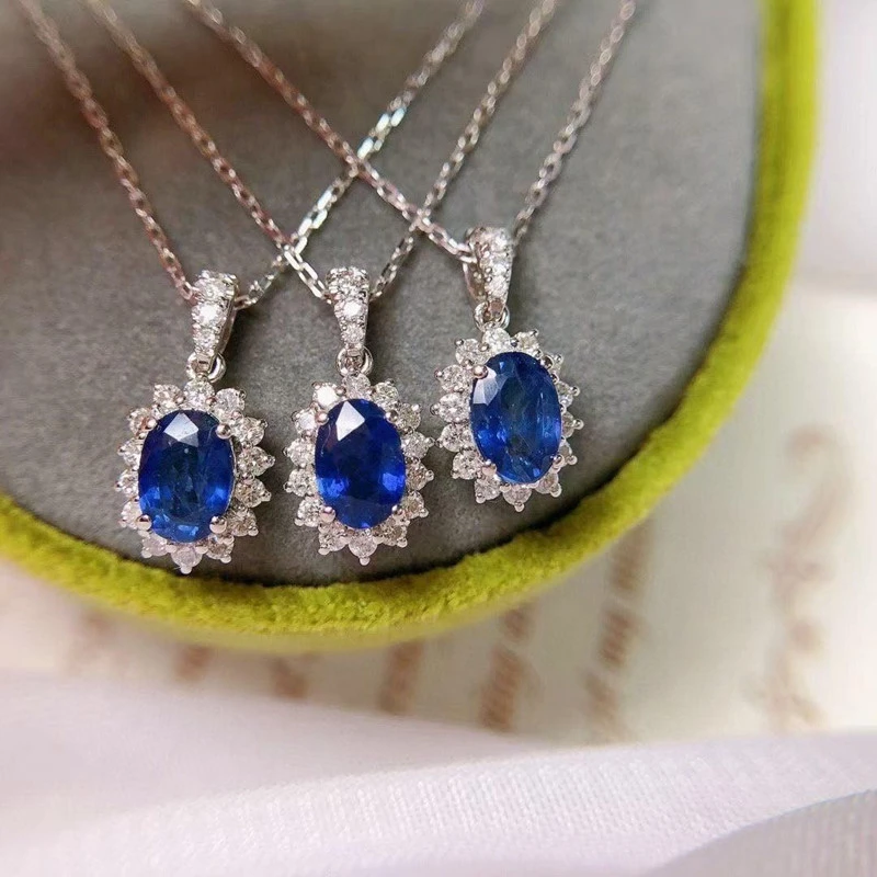 New vintage four-claw sapphire zircon pendant necklace wedding anniversary gift