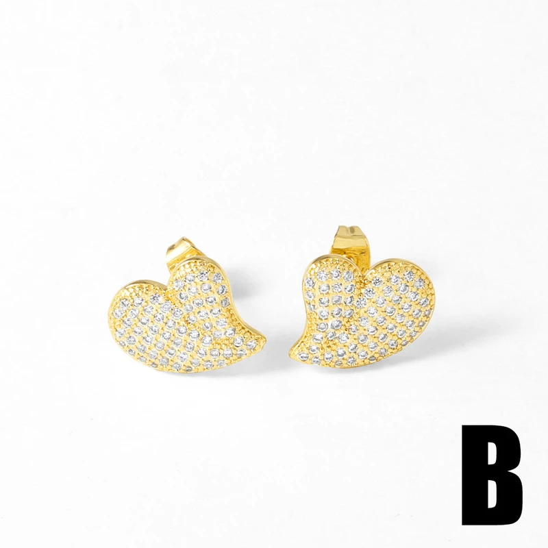 AS jewelry love heart earrings female high-grade copper plated real gold earrings earrings ert03