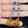 Dreamy zircon colored gemstone long earrings retro street fashion items Baroque court earrings