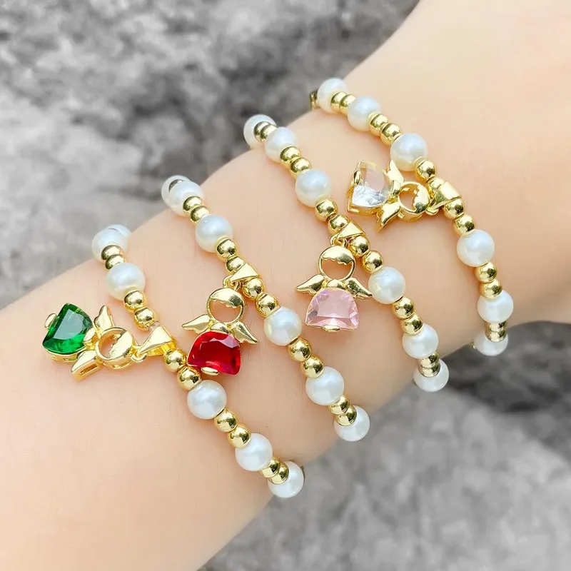 AS jewelry Europe and the United States hot selling angel pendant bracelet female real gold plated colored zircon bracelet hand jewelry brg42