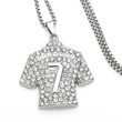 European and American hip-hop jewelry inlaid with rhinestones Ronaldo No. 7 jersey pendant necklace long sweater chain nkb314