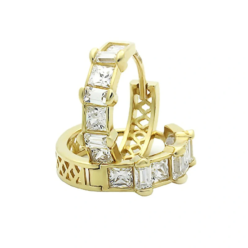  Korean style new micro-inlaid earrings simple commuter earrings exquisite diamond quadrilateral female earrings