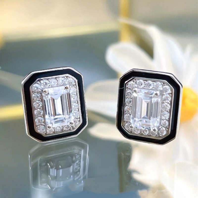  Small fragrance style light luxury style fashion earrings female temperament lady geometric square earrings popular earrings