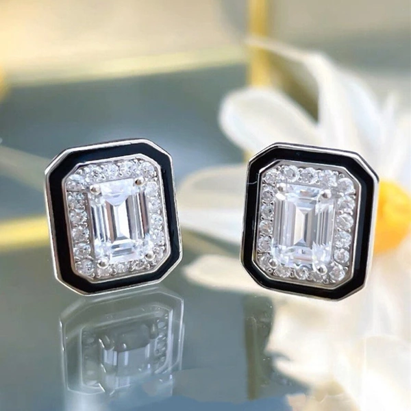  Small fragrance style light luxury style fashion earrings female temperament lady geometric square earrings popular earrings