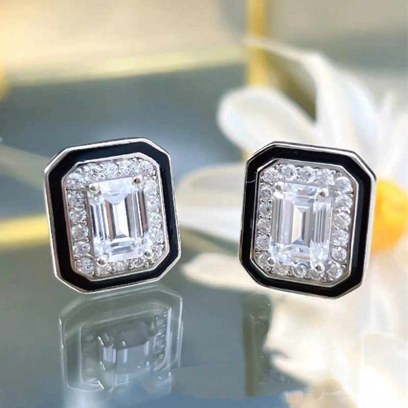  Small fragrance style light luxury style fashion earrings female temperament lady geometric square earrings popular earrings