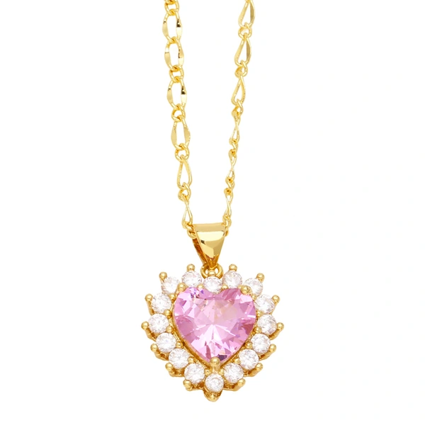 European and American fashion simple love necklace niche high-end micro-inlaid zircon heart-shaped pendant clavicle chain nkn95