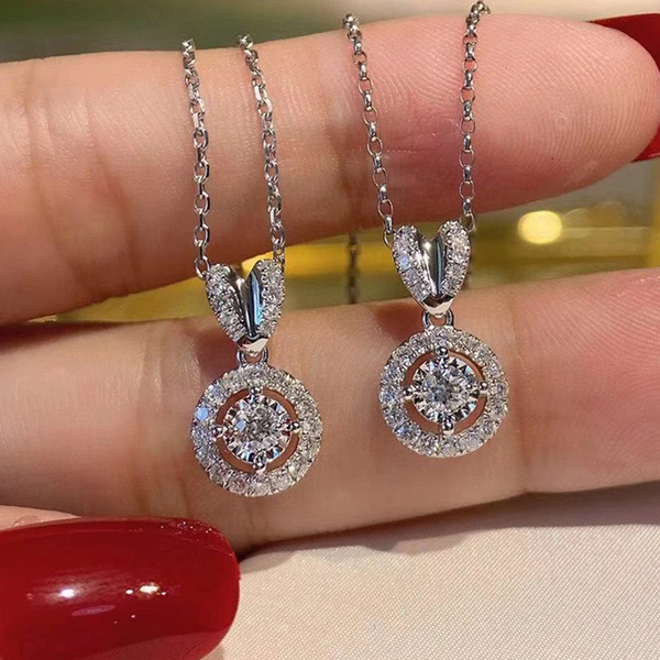 E-commerce supply classic round diamond necklace European and American fashion zircon pendant necklace for women wholesale