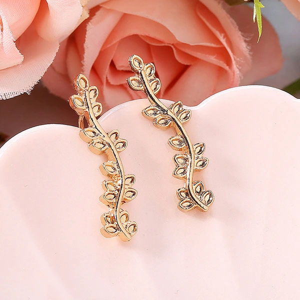    New jewelry natural popular multi-layer leaf earrings curved branch leaf earrings
