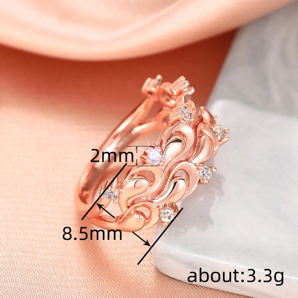  New ladies exquisite ring female wave line inlaid zircon ring fashionable popular princess single ring