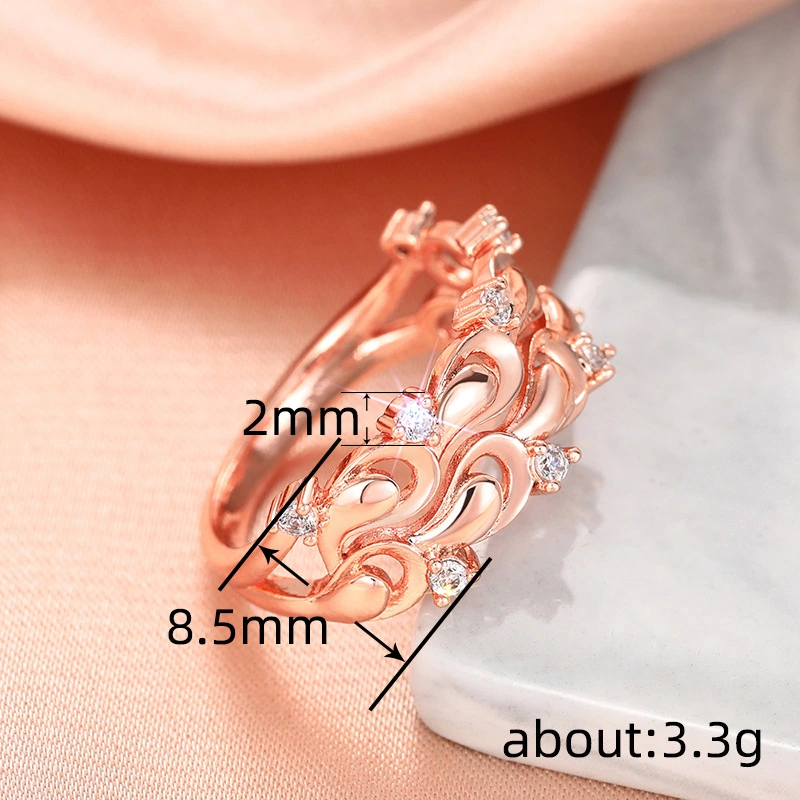  New ladies exquisite ring female wave line inlaid zircon ring fashionable popular princess single ring