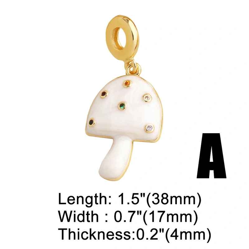 AS jewelry hot selling copper plated real gold diy lips mushroom rose oil drop pendant bracelet brn27