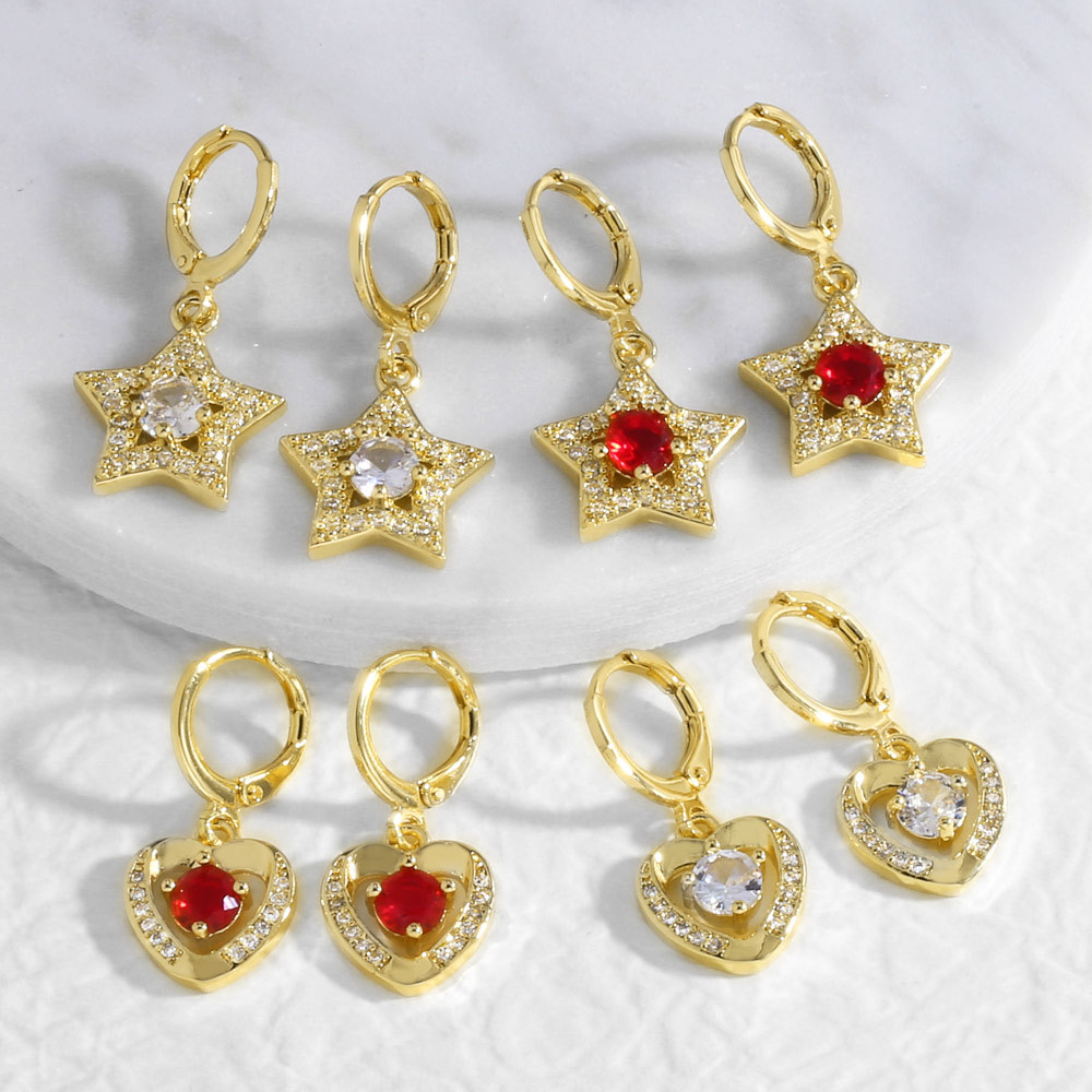 AS jewelry hot selling inlaid zircon five-pointed star love pendant earrings earrings female erw13 ring