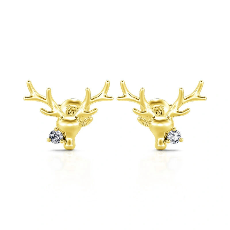  Cute big deer antler earrings for women Christmas holiday trendy earrings with micro-inlaid zircon fashion earrings