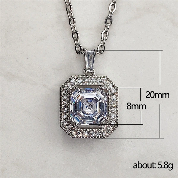 Square zircon pendant European and American classic high-quality necklace accessories birthday gift jewelry manufacturers wholesale