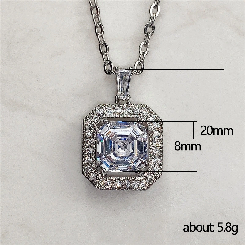 Square zircon pendant European and American classic high-quality necklace accessories birthday gift jewelry manufacturers wholesale