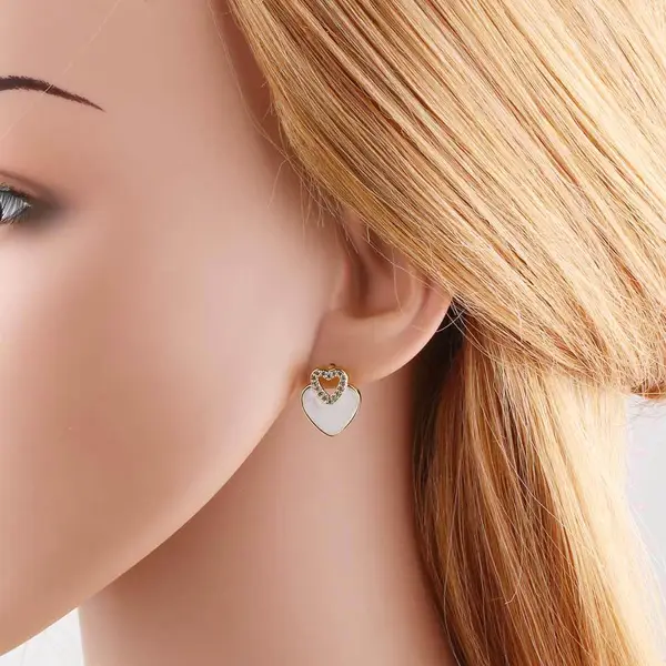 AS jewelry European and American new shell copper plated 18k gold love heart-shaped earrings earrings earrings female era246