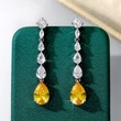 Korean style new pear-shaped earrings, teardrop-shaped zircon long tassel fashionable women's earrings manufacturers wholesale