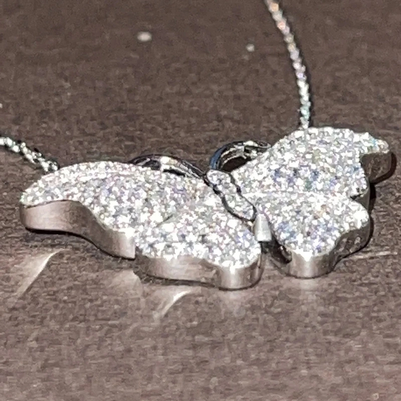  Japanese and Korean butterfly tail necklace women's shiny exquisite sweet jewelry micro-inlaid zircon small fresh necklace