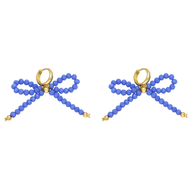 Best selling rice bead crystal earrings for women with bow gold-plated earrings wholesale era138