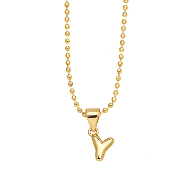 Hot sale 26 letters necklace female copper plated real gold polished letter pendant clavicle chain nkq67