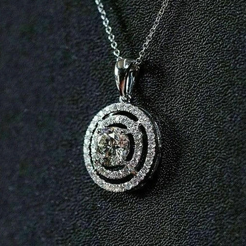 European and American new fashion round pendant necklace for women Korean style simple zircon sweater chain clavicle chain