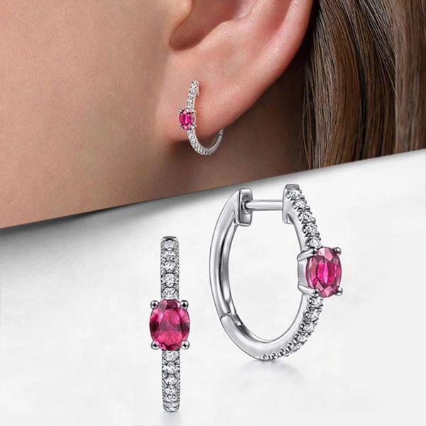 European and American style round bead earrings, niche design, inlaid with zircon, sweet and cool ear clips, small and daily commuting earrings