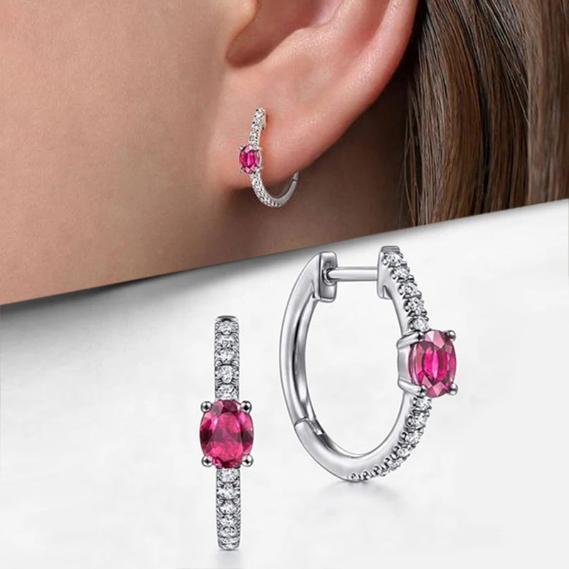 European and American style round bead earrings, niche design, inlaid with zircon, sweet and cool ear clips, small and daily commuting earrings