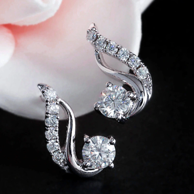    Live broadcast of the new Korean style diamond zircon women's earrings, ear studs and ear jewelry manufacturers wholesale