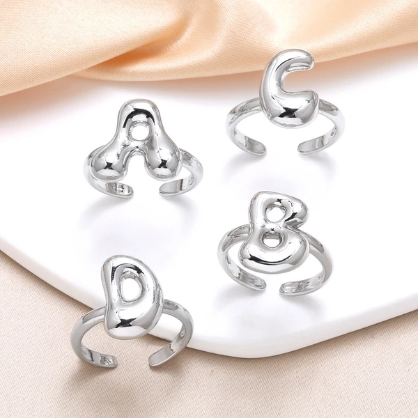 AS jewelry European and American hot selling 26 English letters ring female copper plated 18k gold open ring rih05