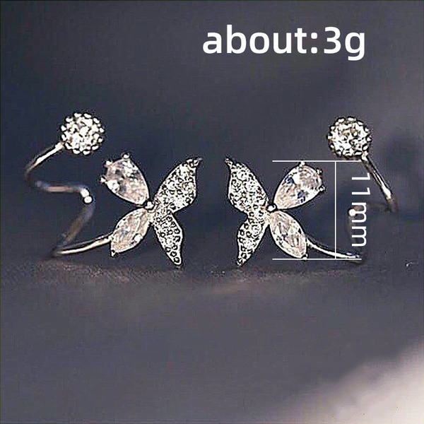  Hot sale Korean Dongdaemun style flower-shaped zircon ear clips for women, simple and versatile earrings