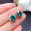 Live streaming welfare imitation Maldives blue-green zircon earrings for women factory supply